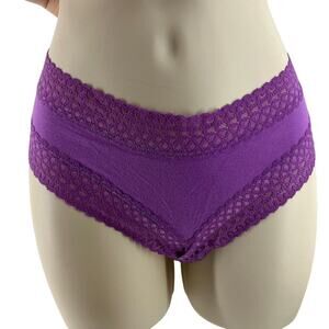 Victoria's Secret Purple Tanga Panty Lace Trim Size Large